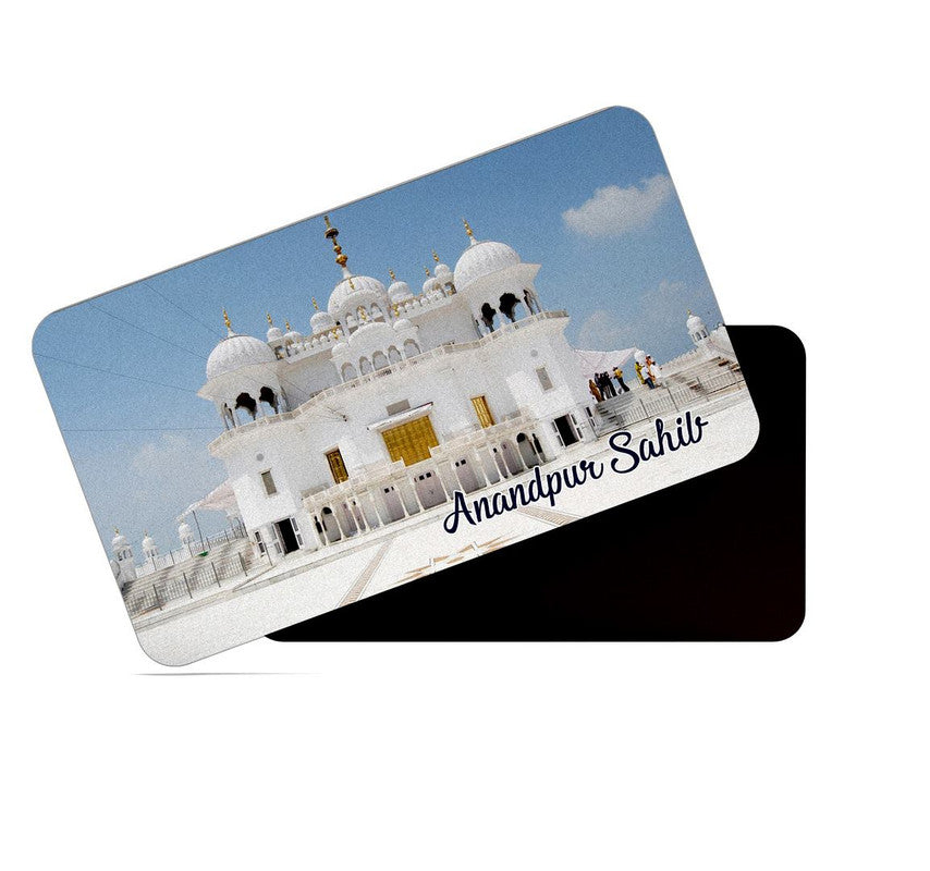dhcrafts Rectangular Rubber Fridge Magnet / Magnetic Card Multicolor Punjab Anandpur Sahib Design Pack of 1 (8.6cm x 5.4cm)